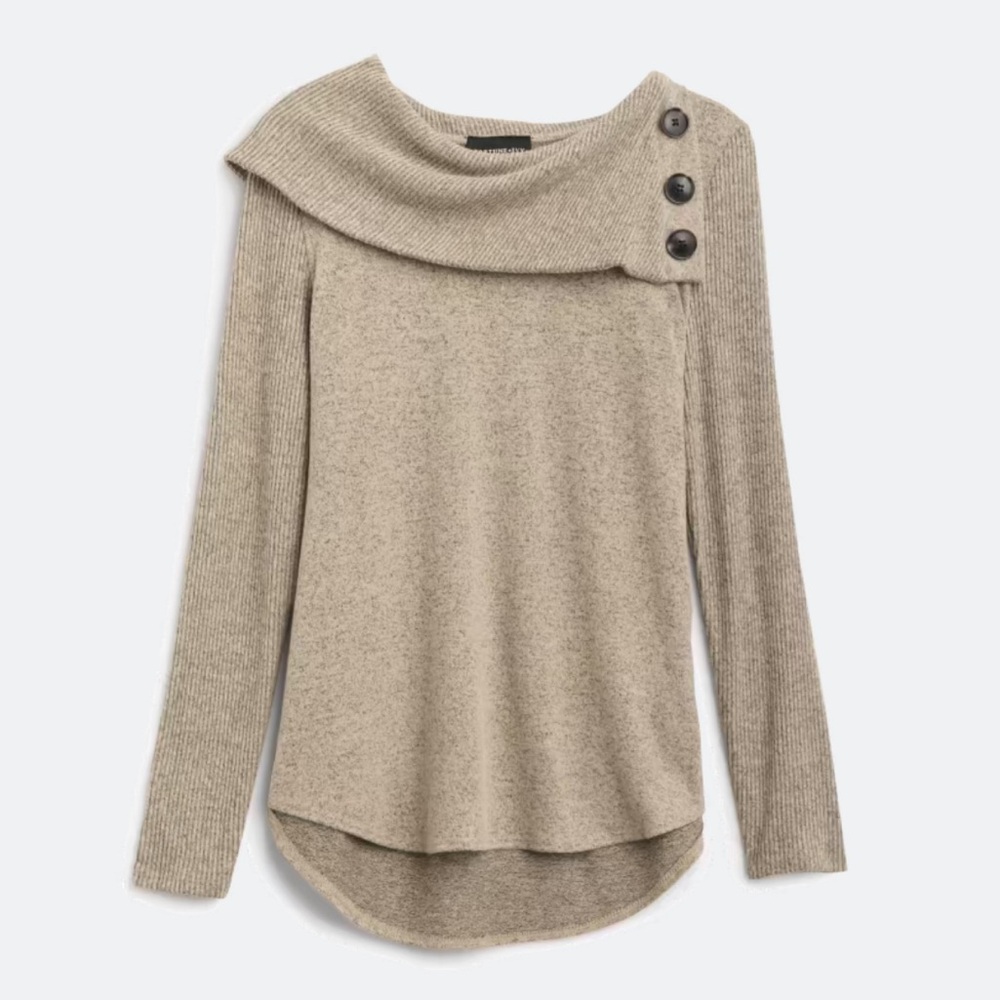 Fortune + Ivy Button Detail Brushed Knit Top